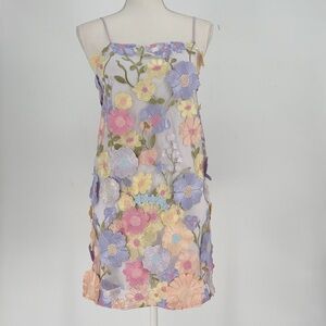 NWT Storia Multi Floral Collaged Mini Dress Size M